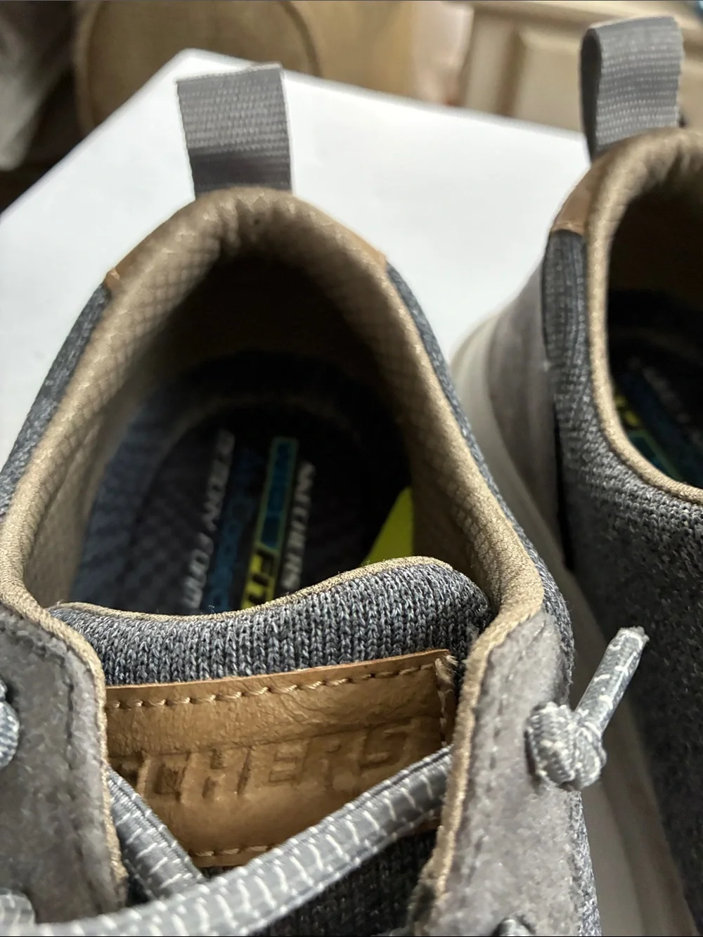 Casual Men's Gray Knit Lace-Up Shoes by Skechers,MemoryFoam  Size10.5